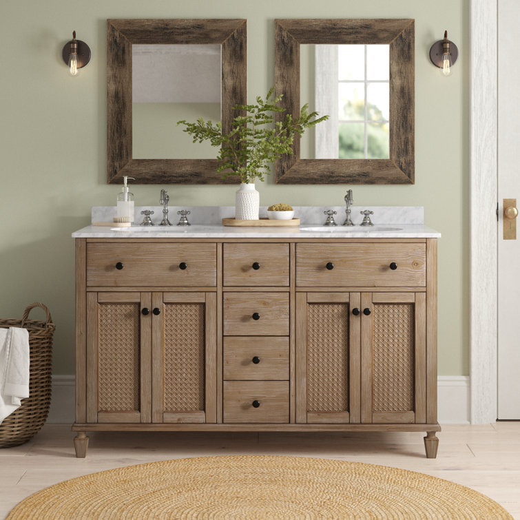 Hasset 55 Double Bathroom Vanity with Marble Top Birch Lane